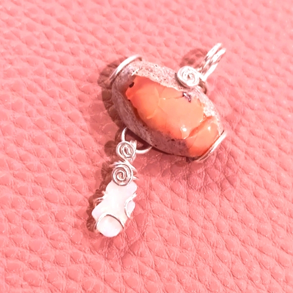 Mexican Cantera And Australian Opal Pendant Sterling Silver Eye - Picture 12 of 16